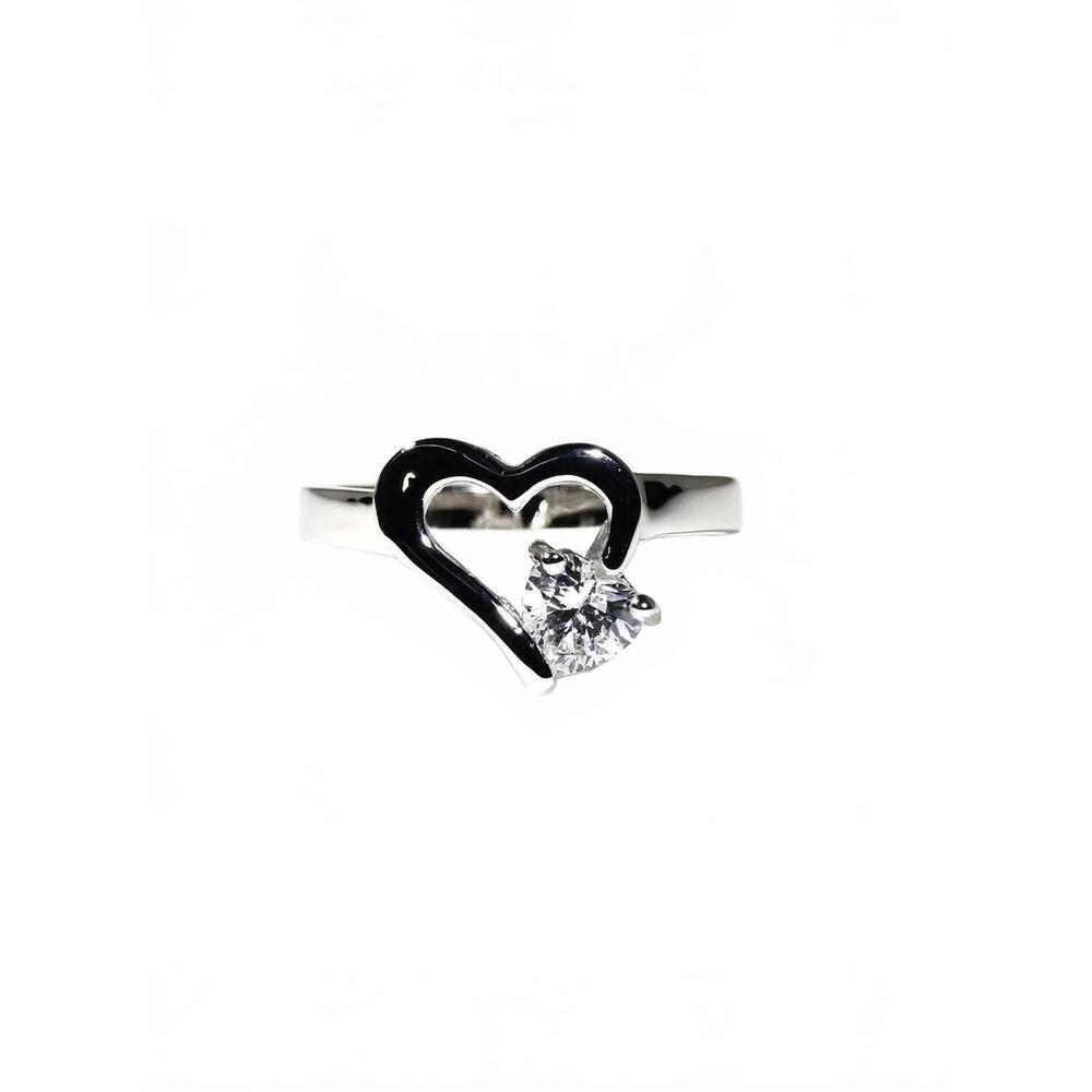 NEW FAIRE heart ring with cubic zirconia rhodium plated in silver